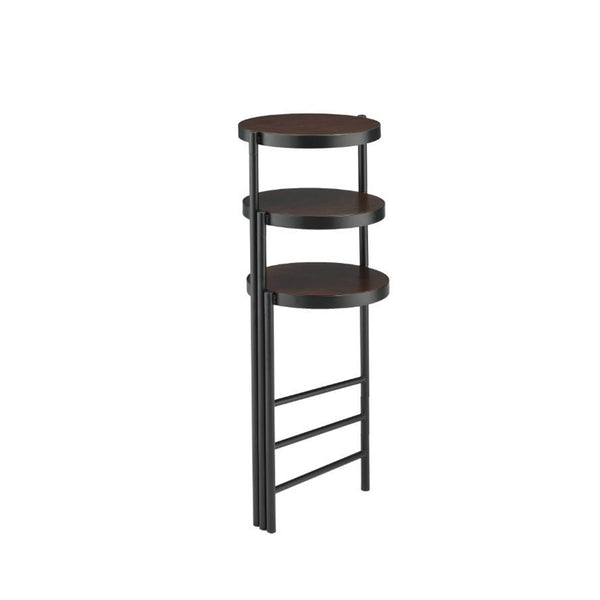 English Elm Multi-Tiered Foldable Plant Stand with Metal Frame and Wooden Round Tiers, 3-Tier Display, Black Finish — Stylish Indoor Outdoor Organizer B016P317039