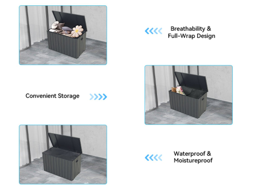 English Elm Outdoor Storage Box - 100 Gallon Waterproof Metal Deck Box With Lock, Wheels & Oxford Fabric Bag W1859P352905-GIGA