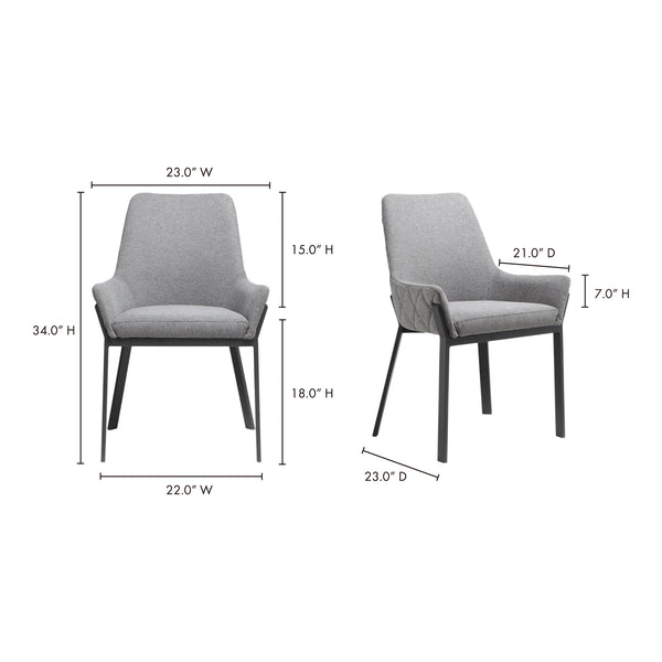 English Elm Lloyd Quilted Polyester Dining Chair Set with Iron Base for a Modern Table B2769P504203
