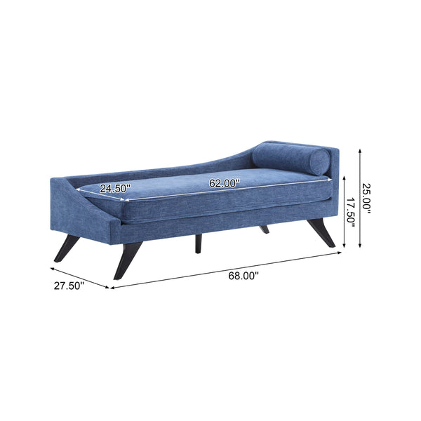 English Elm Christopher Knight Home® - CHAISE modern fabric lounge with rolled accent pillow, splayed birch legs and luxe comfort seating experience Navy Blue 68.25 L x 28 W x 17.75 H N776P291705N