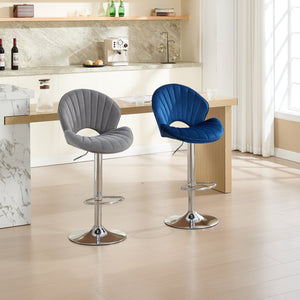 English Elm Bar Stools modern adjustable swivel counter chairs with back and footrest, chrome base for kitchen pub gatherings Navy W1249P386233