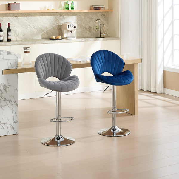 English Elm Bar Stools modern adjustable swivel counter chairs with back and footrest, chrome base for kitchen pub gatherings Navy W1249P386233