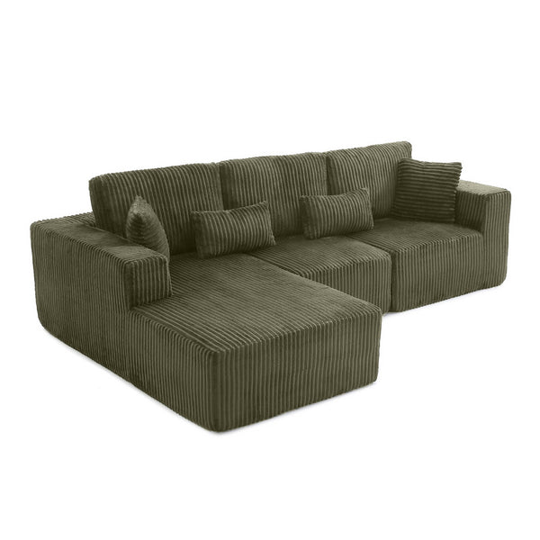 English Elm 109'' Modular Cloud Sectional Corduroy L-shape Deep Seat Sofa for Living Room W1117S00308