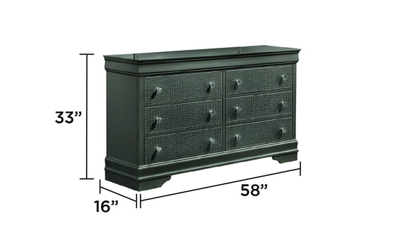 English Elm Blaze Modern 5-Piece Full Bedroom Set With Led Headboard & Ample Storage In Metallic Gray Finish B009S01492
