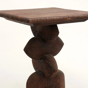 English Elm Decorative Wooden End Table - Handcrafted African Boho Design, Perfect For Small Spaces & Style B346P320730