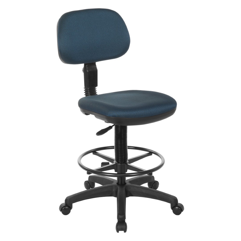 OSP Home Furnishings Sculptured Ergonomic Drafting Chair with Adjustable Footrest and Chrome Nylon Base for Studios DC517-296