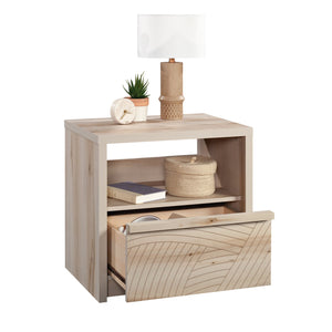 English Elm Night Stand - Sleek Brown Finish With Unique Wave Pattern, Ample Storage & Versatile Design Options B356P367917