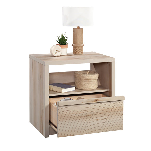 English Elm Night Stand - Sleek Brown Finish With Unique Wave Pattern, Ample Storage & Versatile Design Options B356P367917