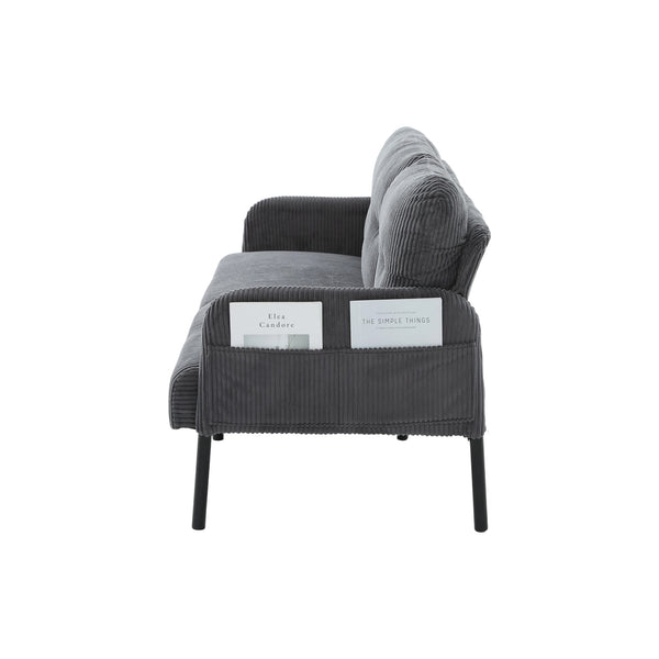 English Elm United We Win Corduroy Loveseat Plush Ergonomic Sofa with Spring Support Metal Legs Carbon Gray W1568P410050