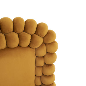 English Elm Dining Velvet Swivel Chairs Set of 2 with Hairball Backrest, Gold Metal Legs, Plush Foam Seat, Adjustable Feet Orange W757P281149