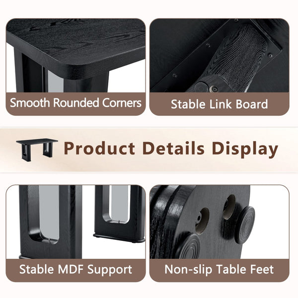 English Elm Table Set: Modern Black Wood Dining Table & 4 Light Gray High-Resilience Chairs For Comfort & Style W1151S04316-GIGA