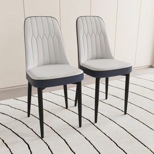 English Elm A Set Of 2 Modern Dining Chairs In White & Blue - Stylish Pu Leather, Ergonomic Comfort, Versatile Use W2189P168414
