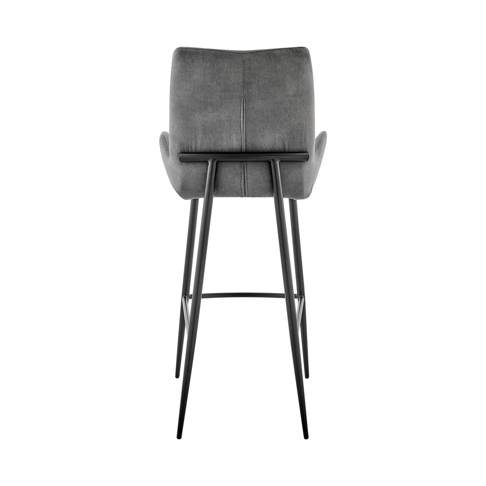 English Elm Garren Charcoal 30" Bar Height Stool with Durable Fabric Upholstery, Modern Black Metal Frame B2736P268553
