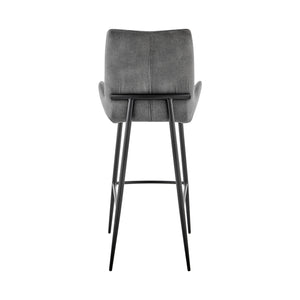 English Elm Garren Charcoal 30" Bar Height Stool with Durable Fabric Upholstery, Modern Black Metal Frame B2736P268553