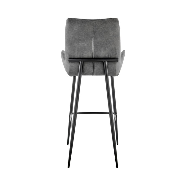English Elm Garren Charcoal 30" Bar Height Stool with Durable Fabric Upholstery, Modern Black Metal Frame B2736P268553