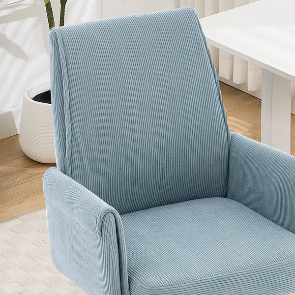 English Elm Mid-back Striped Fabric Office Chair with Gold Base Ergonomic Memory Foam Lumbar Blue W2311P420444