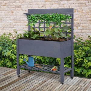 English Elm Outsunny Elevated Wooden Raised Garden Bed with Legs for Vegetables Herbs Flowers, Self-Draining, Ergonomic Height, Easy Assembly Gray W2225P229223