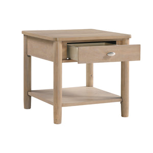 English Elm Classic Wooden End Table with Drawer and Open Shelf, 24" Square Accent Table for Living Room Natural 28.5 L x 27.25 W x 10.25 H B011P285303