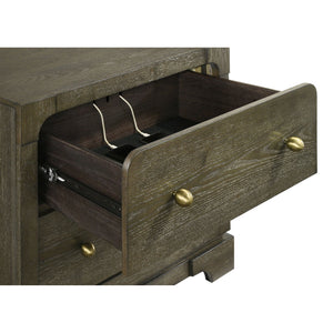 English Elm Harbington Queen Bedroom Set Boucle Headboard Brass Hardware Dark Cocoa Finish B062S01546