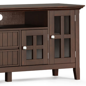 English Elm Acadian 72" Wide TV Media Stand Brown Wood & Glass - Handcrafted, Tempered Glass Doors, Cord Mgmt B136P203486