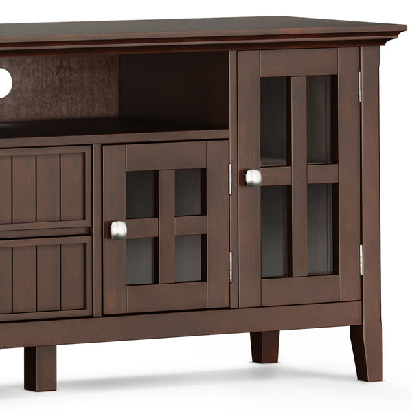 English Elm Acadian 72" Wide TV Media Stand Brown Wood & Glass - Handcrafted, Tempered Glass Doors, Cord Mgmt B136P203486