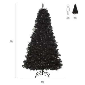 English Elm Homcom 7Ft Black Douglas Fir Artificial Christmas Tree – Realistic Tips, Gothic Charm For Holidays W2225P229343