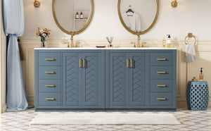 English Elm 72'' Bathroom Vanity With Ceramic Sink - Stylish Freestanding Set, Solid Wood Frame, Ample Storage & Modern Design N710SS00015C