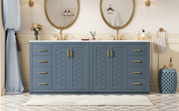 English Elm 72'' Bathroom Vanity With Ceramic Sink - Stylish Freestanding Set, Solid Wood Frame, Ample Storage & Modern Design N710SS00015C