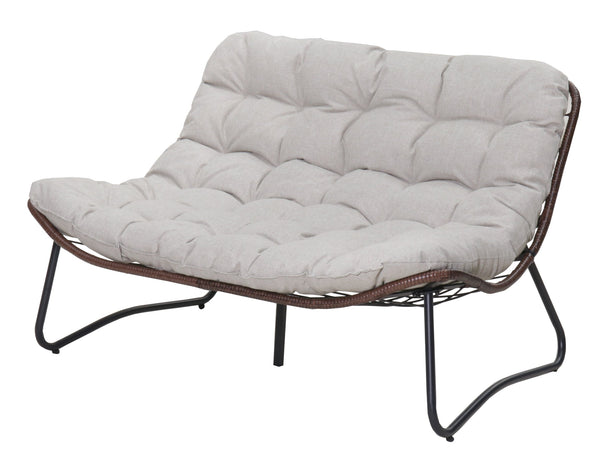 English Elm Patio Wicker Gliding Loveseat with Thick Cushions All Weather Pe Rattan Garden Bench W3990P415261