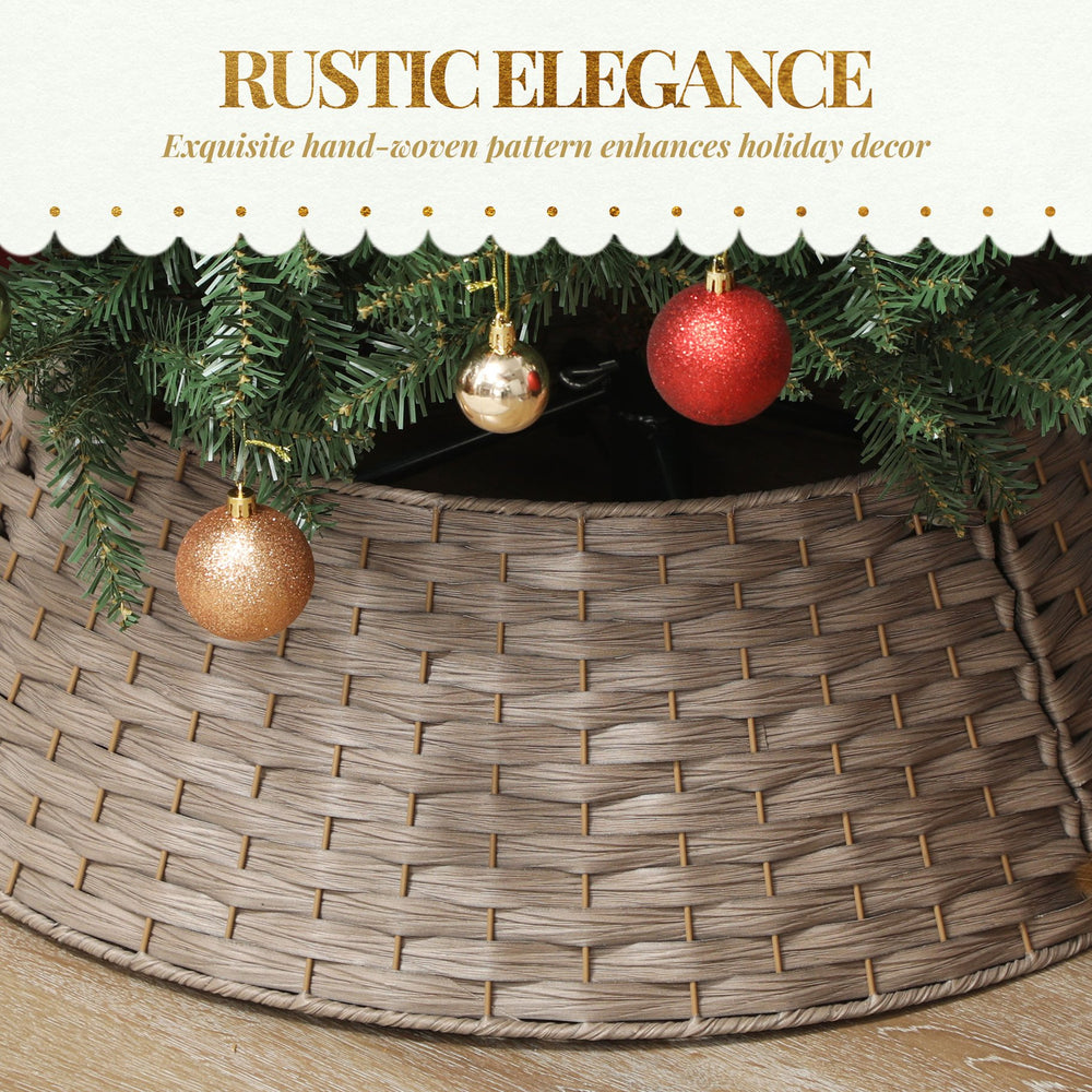 English Elm 2.25 Ft Hand-woven Plastic Tree Collar Rustic Farmhouse Holiday Base Cover T3971P390769