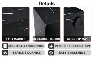 English Elm 11.8*11.8*19.6 Black Marble Texture MDF Coffee Table — Luxurious, No-Assembly Side Table for Living Rooms W1151P218681