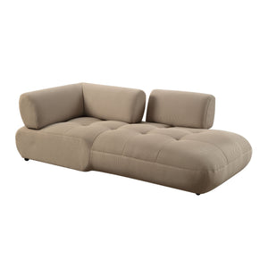 English Elm Carrick 3‑Piece Beige Sandwich Mesh Sectional Sofa with Ottoman — Chenille Accents, KD Legs, Foam Comfort B2726S00395