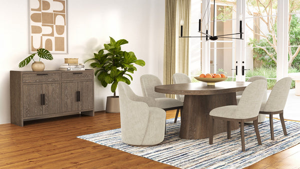 English Elm Server Cocoa-Stained Solid Wood Buffet with Soft-Close Drawers & Hinges, Versatile Transitional Design B2699P373665