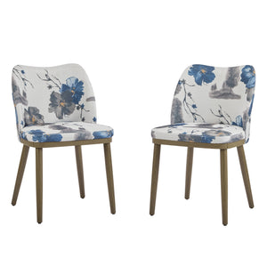 English Elm Dining Chair Set of 2 Mid-century Walnut Wood Frame Upholstered Seat and Back N771P237036Z