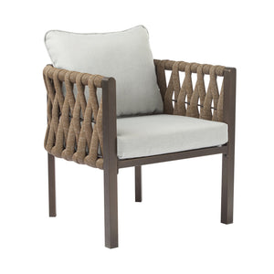 English Elm Christopher Knight Home® - 2-Pieces Outdoor Metal Patio Club Chair with Teslin Rope, Thick Cushions, Rust-Resistant Frame, Brown N780P254451B