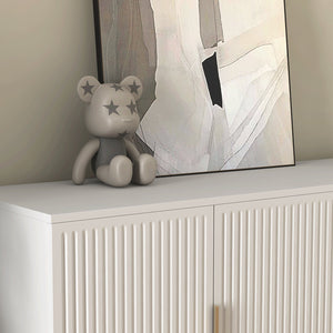 English Elm White Modern Fluted Sideboard Buffet with Adjustable Shelves, Art Deco MDF Credenza Console, Spacious Storage Elegance W1321P171784