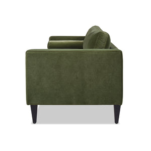 English Elm Jennifer Taylor Home - Nicholi 84" Mid-Century Sofa in Olive Performance Velvet — Handbuilt Solid Hardwood Frame, Durable Comfort B2719P238300