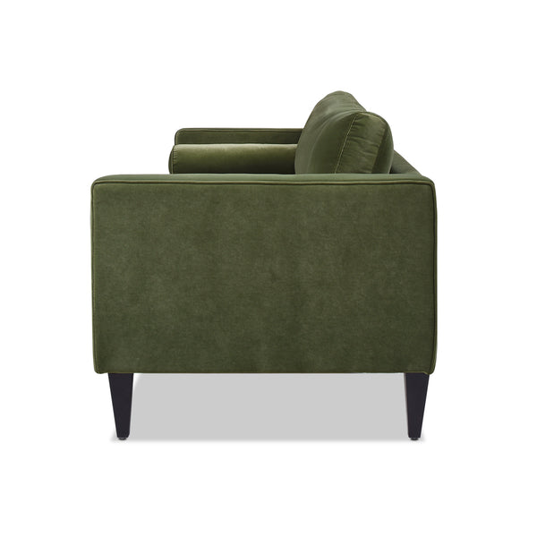 English Elm Jennifer Taylor Home - Nicholi 84" Mid-Century Sofa in Olive Performance Velvet — Handbuilt Solid Hardwood Frame, Durable Comfort B2719P238300