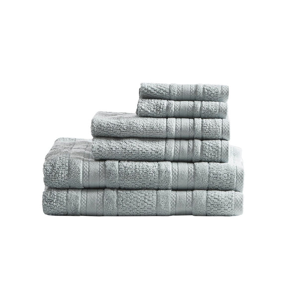 JLA Home Madison Park Essentials - Super Super Soft Cotton Quick Dry Bath Towel Set 6-Piece — Antimicrobial, OEKO-TEX Certified Luxury Silver MPE73-662