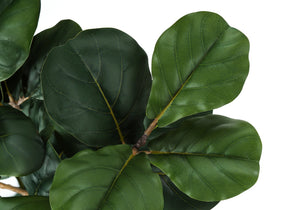 English Elm Artificial Fiddle Leaf Fig Tree, 32" Tall Indoor Faux Plant In Black Pot - Realistic Greenery Décor B2710P220025