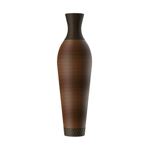 English Elm 39 Tall Designer Floor Vase 39.25" Black+Gray Two-Tone PVC Rattan 40" Modern Rustic Accent for Living Rooms W2796P193947