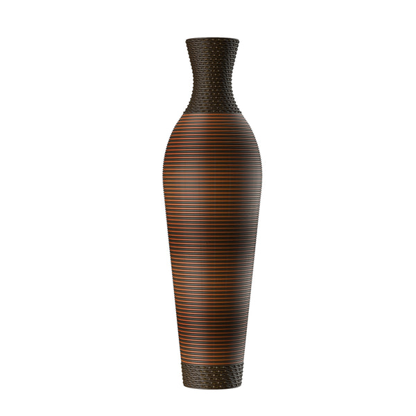 English Elm 39 Tall Designer Floor Vase 39.25" Black+Gray Two-Tone PVC Rattan 40" Modern Rustic Accent for Living Rooms W2796P193947
