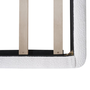 English Elm Christopher Knight Home® - King Size Bed Frame – Elegant Boucle Upholstered Headboard, Solid Wood Base, Easy Assembly, White Finish N757K327027W