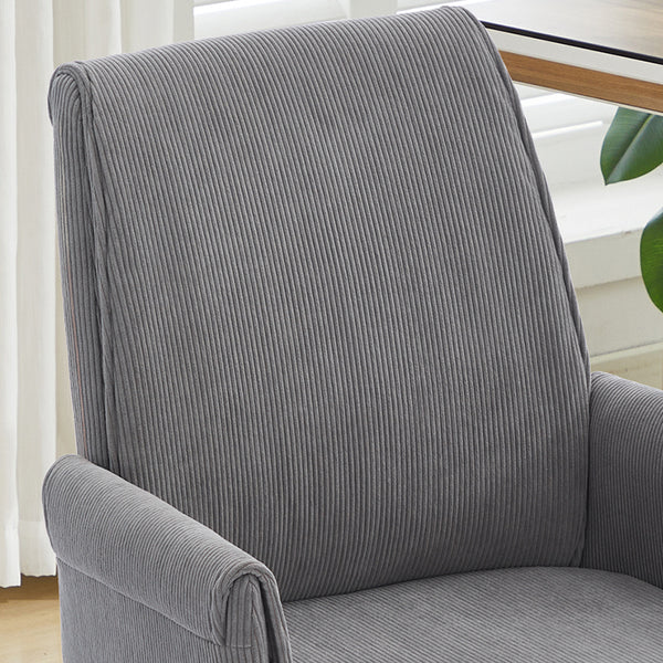 English Elm Mid-back Striped Fabric Office Chair with Gold Base Ergonomic Memory Foam Lumbar Gray W2311P420443