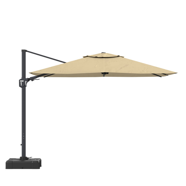 English Elm 11FT Square Cantilever Patio Umbrella with LED Light, UPF50+ 280g Solution-Dyed Fabric, Rust-Resistent Frame Beige 108.27 L x 16.54 W x 6.69 H T3609P352400