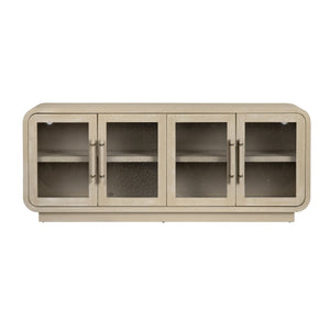 Crestview Collection Transitional Media Credenza - Elegant Tan Finish With Glass Doors, Storage Shelves & Cable Management Tan Solid Wood Cvfdr1213