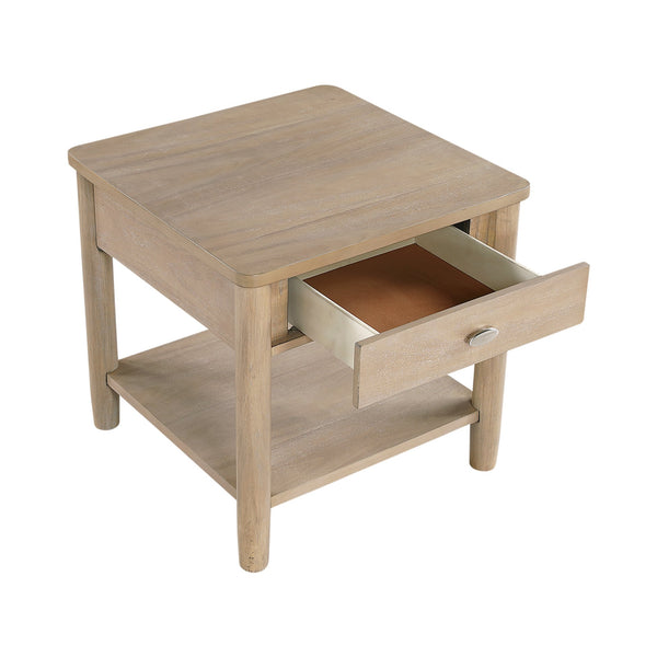 English Elm Classic Wooden End Table with Drawer and Open Shelf, 24" Square Accent Table for Living Room Natural 28.5 L x 27.25 W x 10.25 H B011P285303