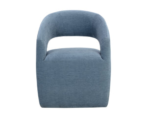 Sunpan LLORET Wheeled Dining Armchair in Danny Iceberg - Stylish, Comfortable, and Effortlessly Mobile Seating 109918V