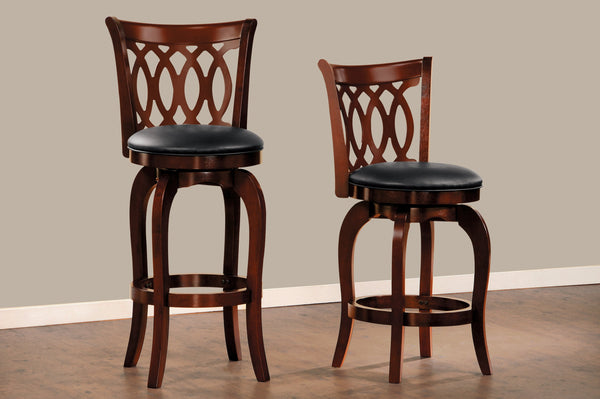 English Elm Comfortable Swivel Counter Height Chair - Dark Cherry Faux Leather, Solid Wood Frame For Stylish Seating B011P238918