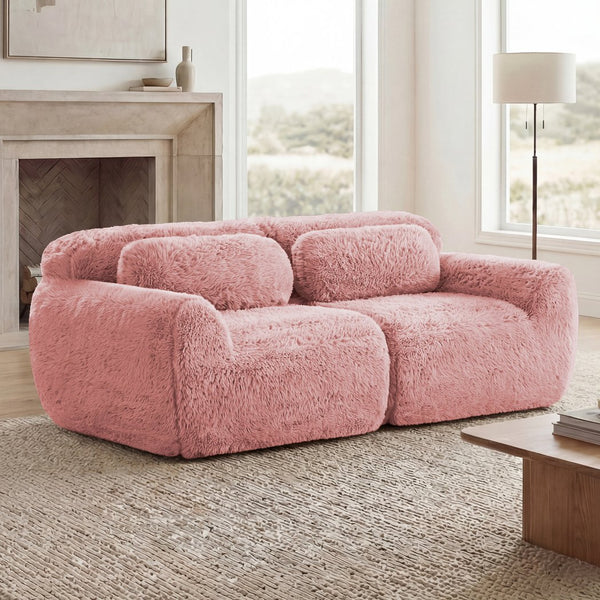 English Elm 2-seater Modular Cloud Sofa Plush Fluffy Sectional with Pillows for Living Room W714P380195